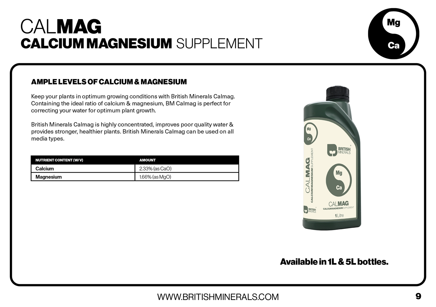 British Minerals   CALMAG CALCIUM MAGNESIUM SUPPLEMENT   1 Litre